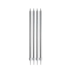 SET 16 BOUGIES ANNIVERSAIRE LONGUES H.14.5CM ARGENT