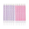 SET 12 BOUGIES ANNIVERSAIRE MAGIQUE H.6CM ROSE ET VIOLET
