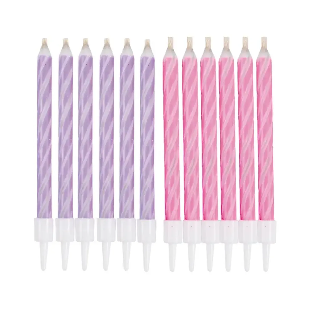 SET 12 BOUGIES ANNIVERSAIRE MAGIQUE H.6CM ROSE ET VIOLET