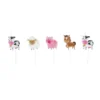 SET 5 BOUGIES AVEC PIC ANIMAUX LA FERME