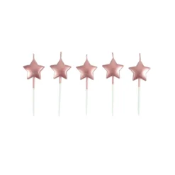 SET 5 BOUGIES FORME ETOILE 3D AVEC PLASTIQUE 7CM ROSE GOLD