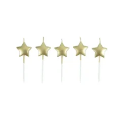 SET 5 BOUGIES FORME ETOILE 3D PIC PLASTIQUE 3CM OR