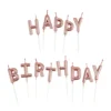 SET 13 BOUGIES HAPPY BIRTHDAY AVEC PIC H.8CM ROSE GOLD