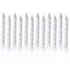 SET 12 BOUGIES METALLIQUES ARGENT AVEC SUPPORT H.6CM