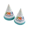 SET 6 CHAPEAUX ANNIVERSAIRE CARTON H.16CM HAPPY CONFETTIS