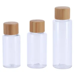 SET 3 CONTENANTS DE VOYAGE CAPUCHON BAMBOU TRANSPARENT