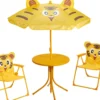 SET JARDIN ENFANT 2 CHAISES 1 TABLE 1 PARASOL MOTIF JUNGLE