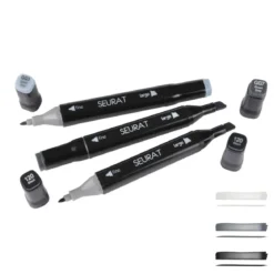 SET 3 MARQUEURS DOUBLE POINTE GRIS