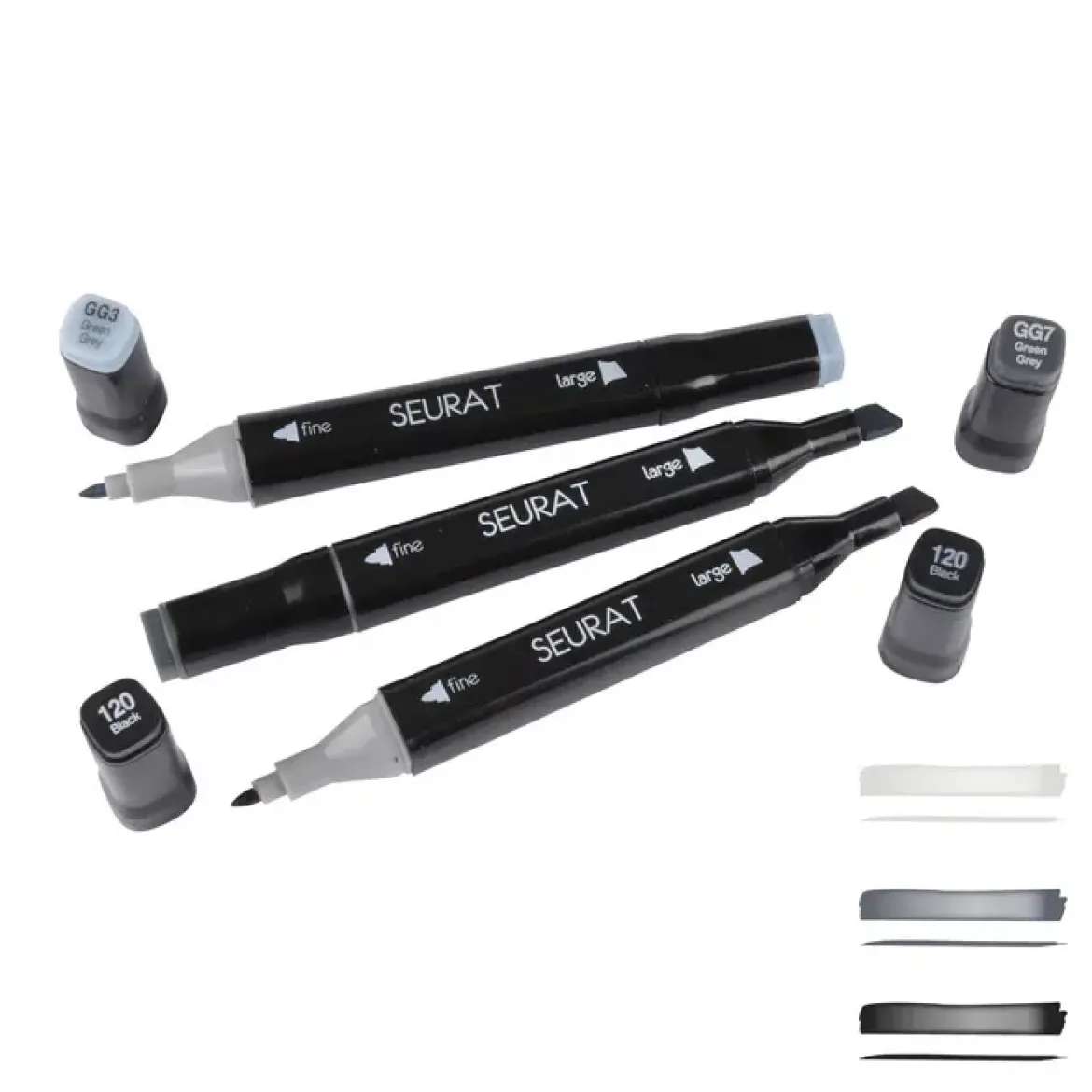 SET 3 MARQUEURS DOUBLE POINTE GRIS