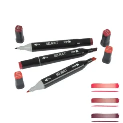 SET 3 MARQUEURS DOUBLE POINTE ROUGE