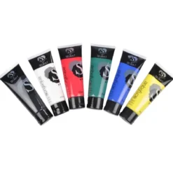 SET 6 PEINTURES ACRYLIQUE 75ML COULEURS PRIMAIRES
