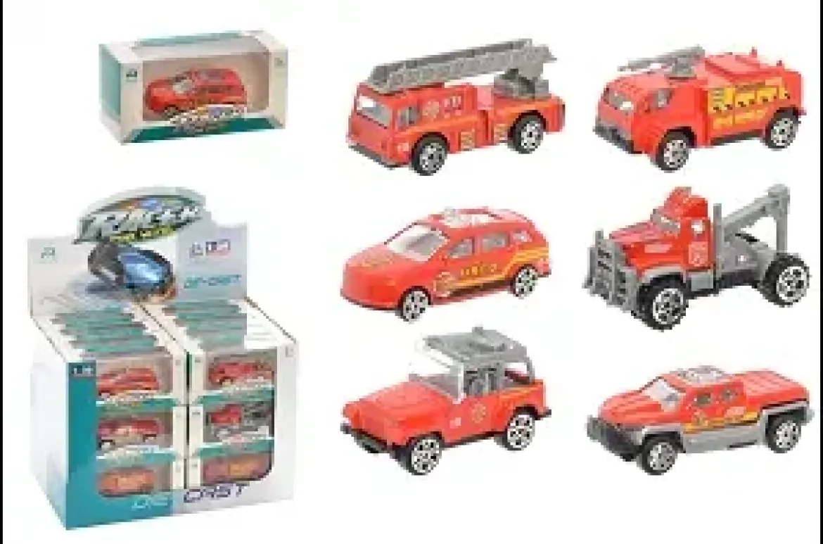 SET POMPIERS DIE CAST 1 50 ROUES LIBRES 7CM