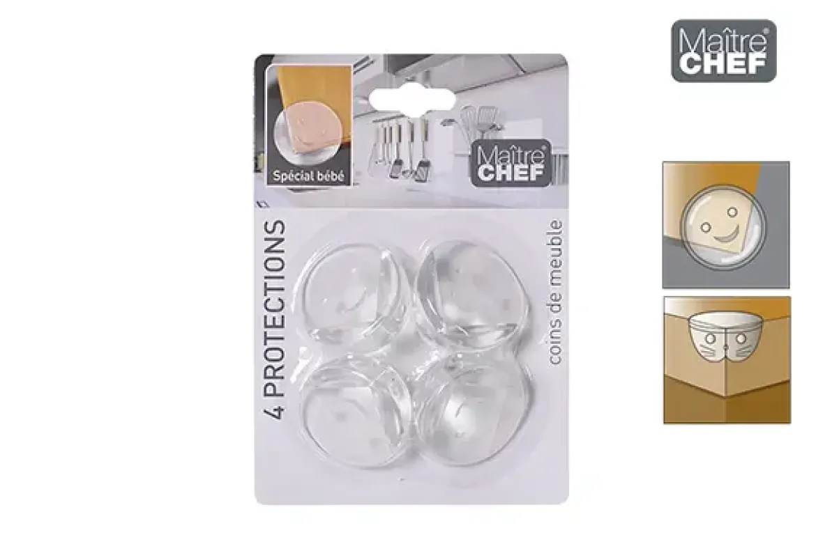 SET 4 PROTECTIONS COINS ROND PLASTIQUE