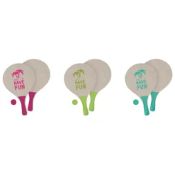 SET 2 RAQUETTES PLAGE BOIS AVEC BALLES