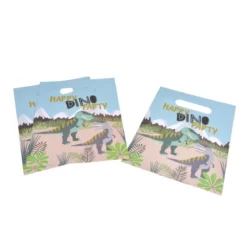 SET 6 SACS A BONBONS PAPIER 23CM HAPPY DINO