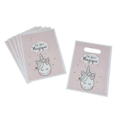 SET 6 SACS A BONBONS PAPIER H.23CM LICORNE