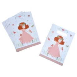 SET 6 SACS A BONBONS PAPIER H.23CM PRINCESSE NATURE