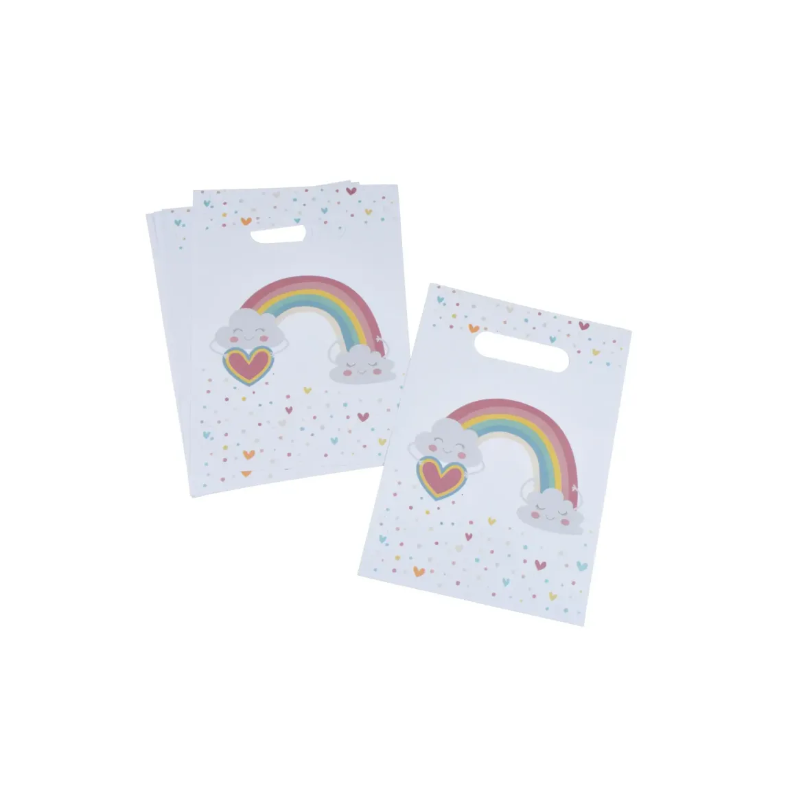 SET 6 SACS A BONBONS PAPIER H.23CM RAINBOW