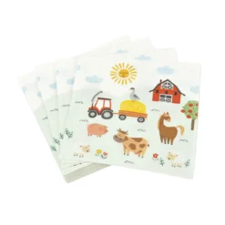 SET 20 SERVIETTES PAPIER 3 PLIS 33X33CM ANIMAUX LA FERME