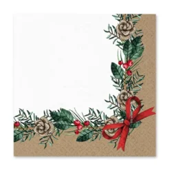 SET 20 SERVIETTES 3 PLIS 33X33CM CHRISTMAS BOW