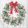 SET 20 SERVIETTES 3 PLIS 33X33CM COURONNE DE NOEL
