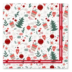 SET 20 SERVIETTES 3 PLIS 33X33CM GREETING SEASON