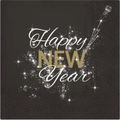 SET 20 SERVIETTES 3 PLIS 33X33CM HAPPY NEW YEAR