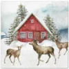 SET 20 SERVIETTES 3 PLIS 33X33CM MAISON DANS LA NEIGE