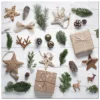 SET 20 SERVIETTES 3 PLIS 33X33CM NATURAL CHRISTMAS