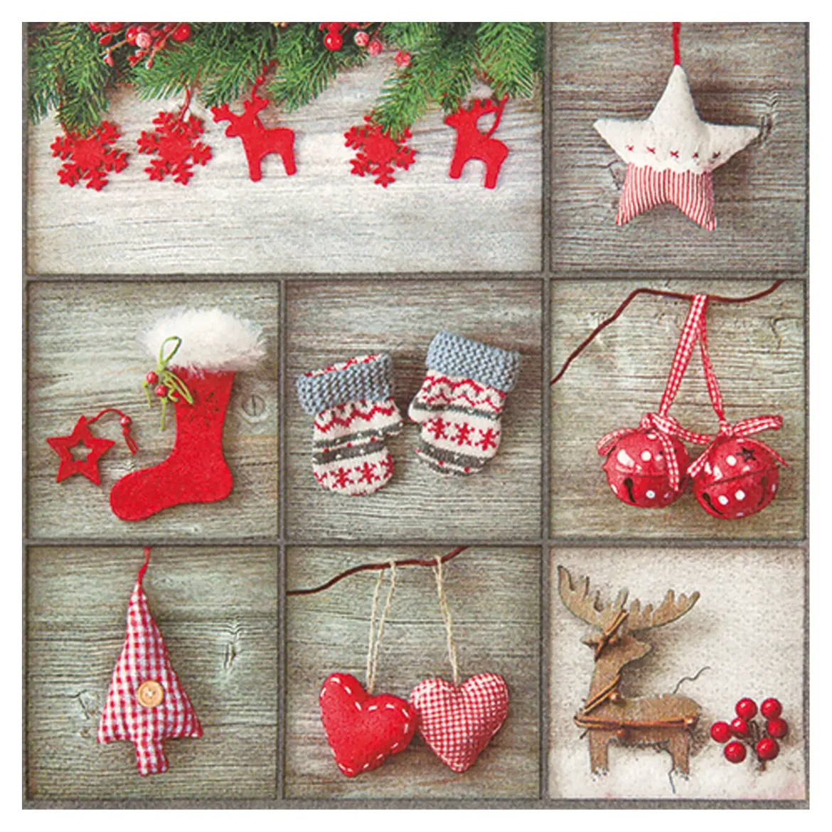 SET 20 SERVIETTES 3 PLIS 33X33CM PATCHWORK