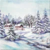SET 20 SERVIETTES 3 PLIS 33X33CM PAYSAGE NEIGE