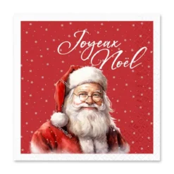 SET 20 SERVIETTES 3 PLIS 33X33CM PERE NOEL