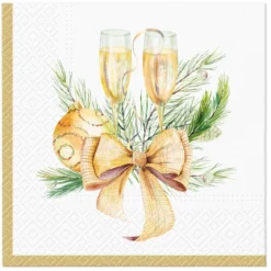 SET 20 SERVIETTES 3 PLIS 33X33CM RUBAN ET COUPES