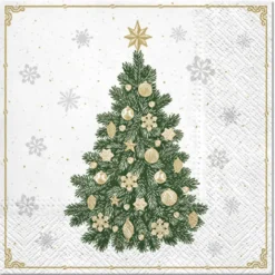 SET 20 SERVIETTES 3 PLIS 33X33CM SAPIN GIVRE