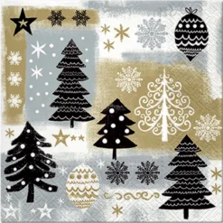 SET 20 SERVIETTES 3 PLIS 33X33CM SAPINS NOIRS