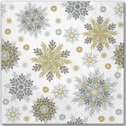SET 20 SERVIETTES 3 PLIS 33X33CM SHINY SNOWFLAKES
