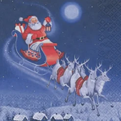 SET 20 SERVIETTES 3 PLIS 33X33CM TRAINEAU DU PERE NOEL