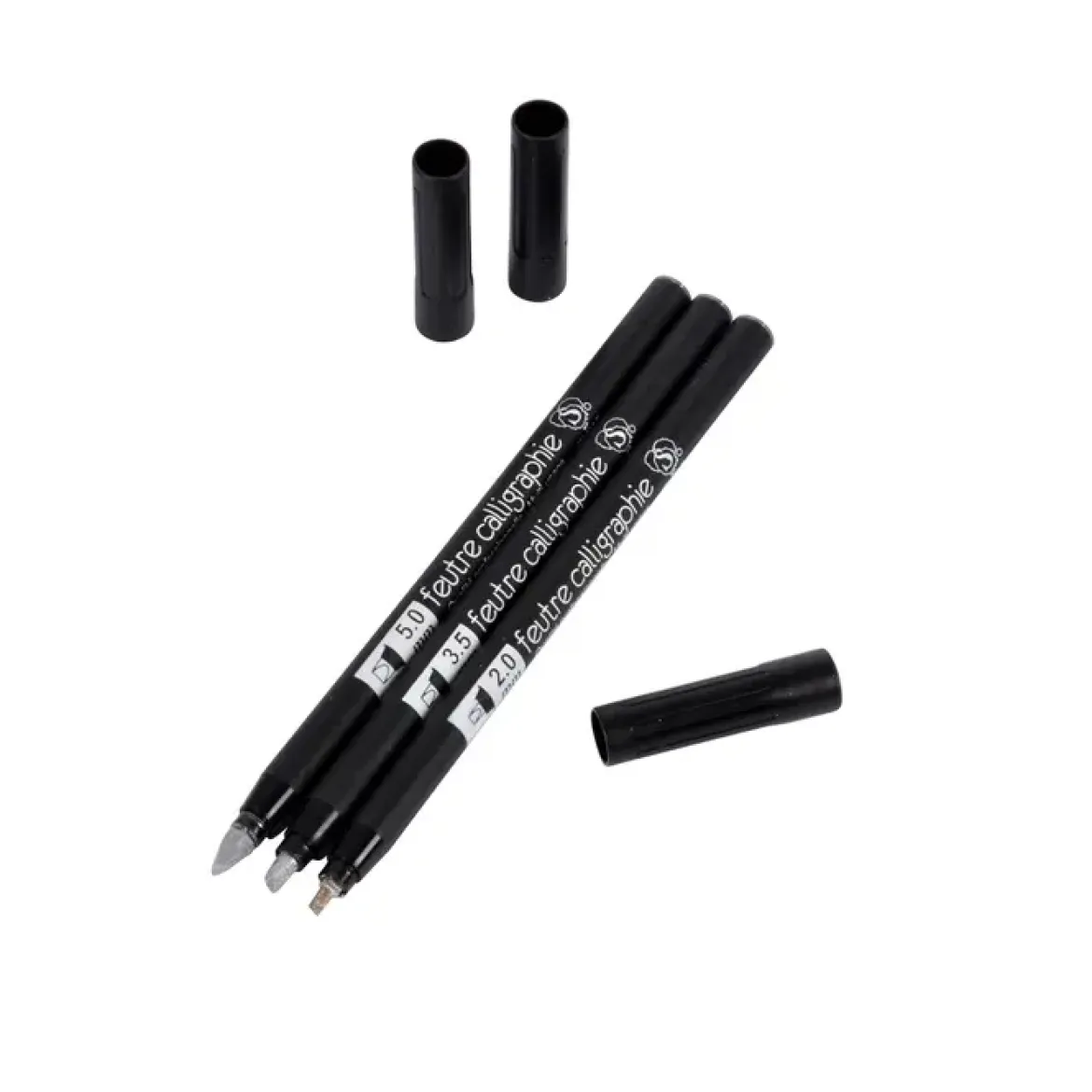 SET 3 STYLOS CALLIGRAPHIE ARGENT