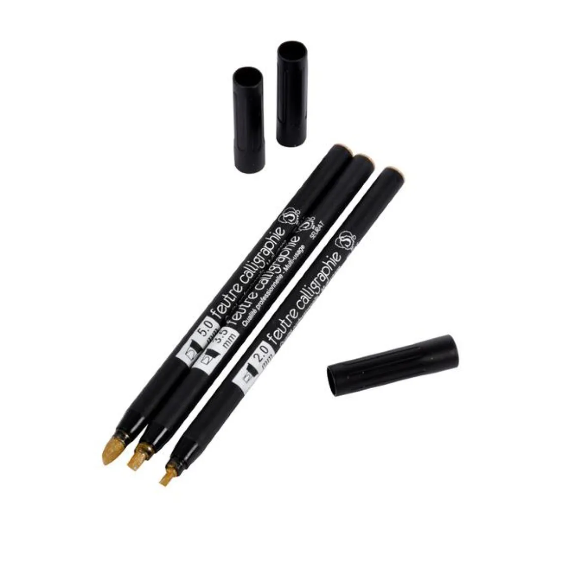 SET 3 STYLOS CALLIGRAPHIE OR