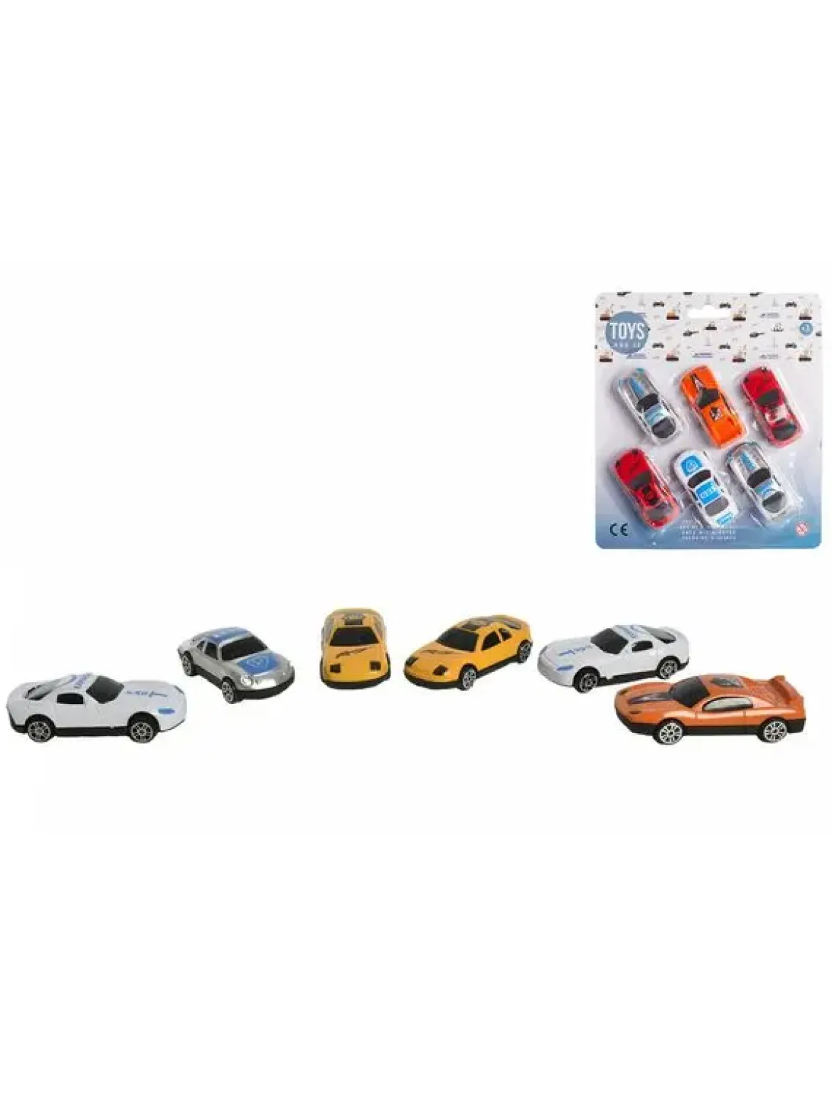 SET 6 VOITURES PLASTIQUE ROUES LIBRES 7 CM