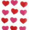 STICKER COEUR A FACETTE ROSE. ROUGE 1.8 X 1.5 CM X 24 PCS