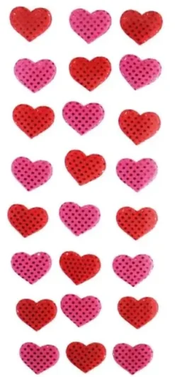 STICKER COEUR A FACETTE ROSE. ROUGE 1.8 X 1.5 CM X 24 PCS