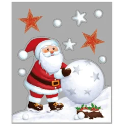 STICKER PAILLETTE PERE NOEL 29X35CM