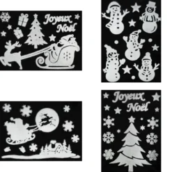 STICKER PERE NOEL BONHOMME DE NEIGE BLANC 29X40CM