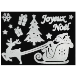 STICKER PERE NOEL BONHOMME DE NEIGE BLANC 29X40CM