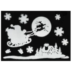 STICKER PERE NOEL BONHOMME DE NEIGE BLANC 29X40CM