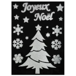 STICKER PERE NOEL BONHOMME DE NEIGE BLANC 29X40CM