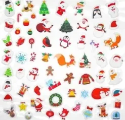 STICKERS 3D CAOUTCHOUC NOEL X64 PIECES