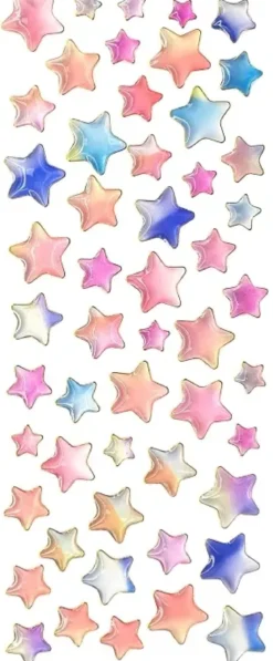 STICKERS EPOXY ETOILES PASTEL 0.8 A 1.5CM X52 PIECES