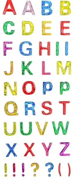 STICKERS EPOXY PAILLETES ALPHABET ET SYMBOLES X40 PIECES